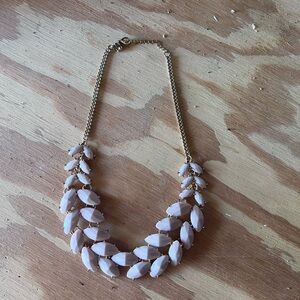 Gold-Tone Chain Necklace with Blush Pink Marquise Stones